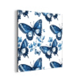 Blauw - Vlinders - Bloemen - Wit aluminium wit klein 46 -3d