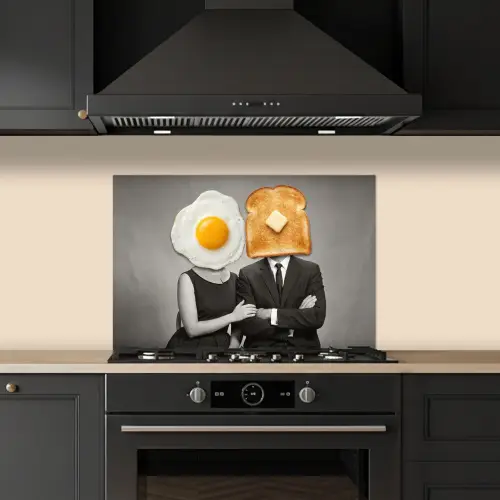 Ontbijt - Koppel - Ei - Brood keuken achterwand spatscherm klein -sfeer1