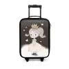 Verlegen prinses met bloem Kinderkoffer - Zwart klein -3d