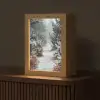 Bos - Winter - Bomen - Natuur - Pad - Sneeuw Light Box met kabel (Tafellamp) klein -z3d_website