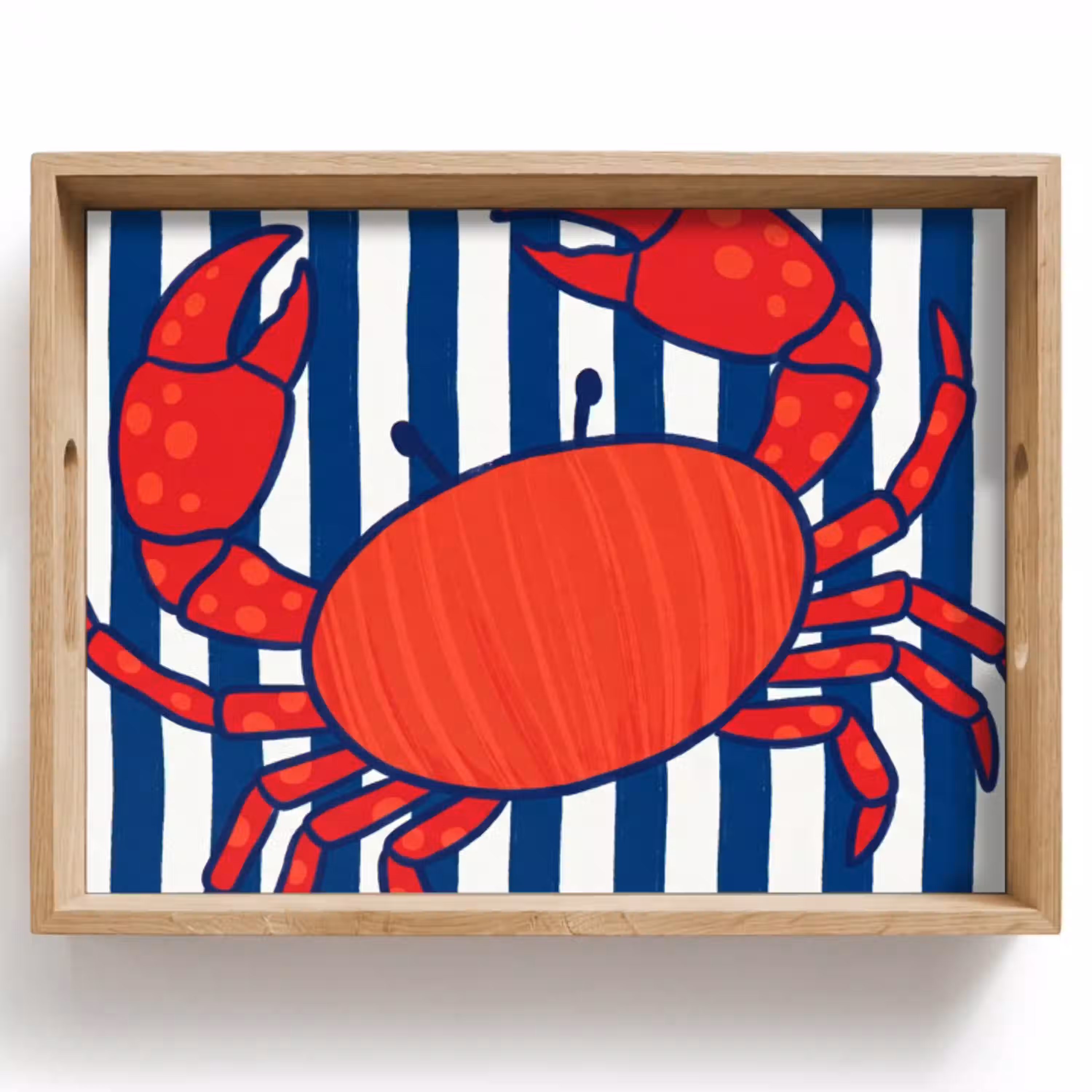 Krab - Strepen - Zeeleven - Illustratie - Rood Dienblad Rechthoek middel -z3d_shopping