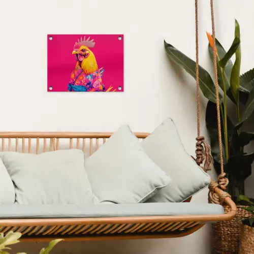 Haan - Kleurrijk - Kimono - Roze tuinposter los doek klein -sfeer7