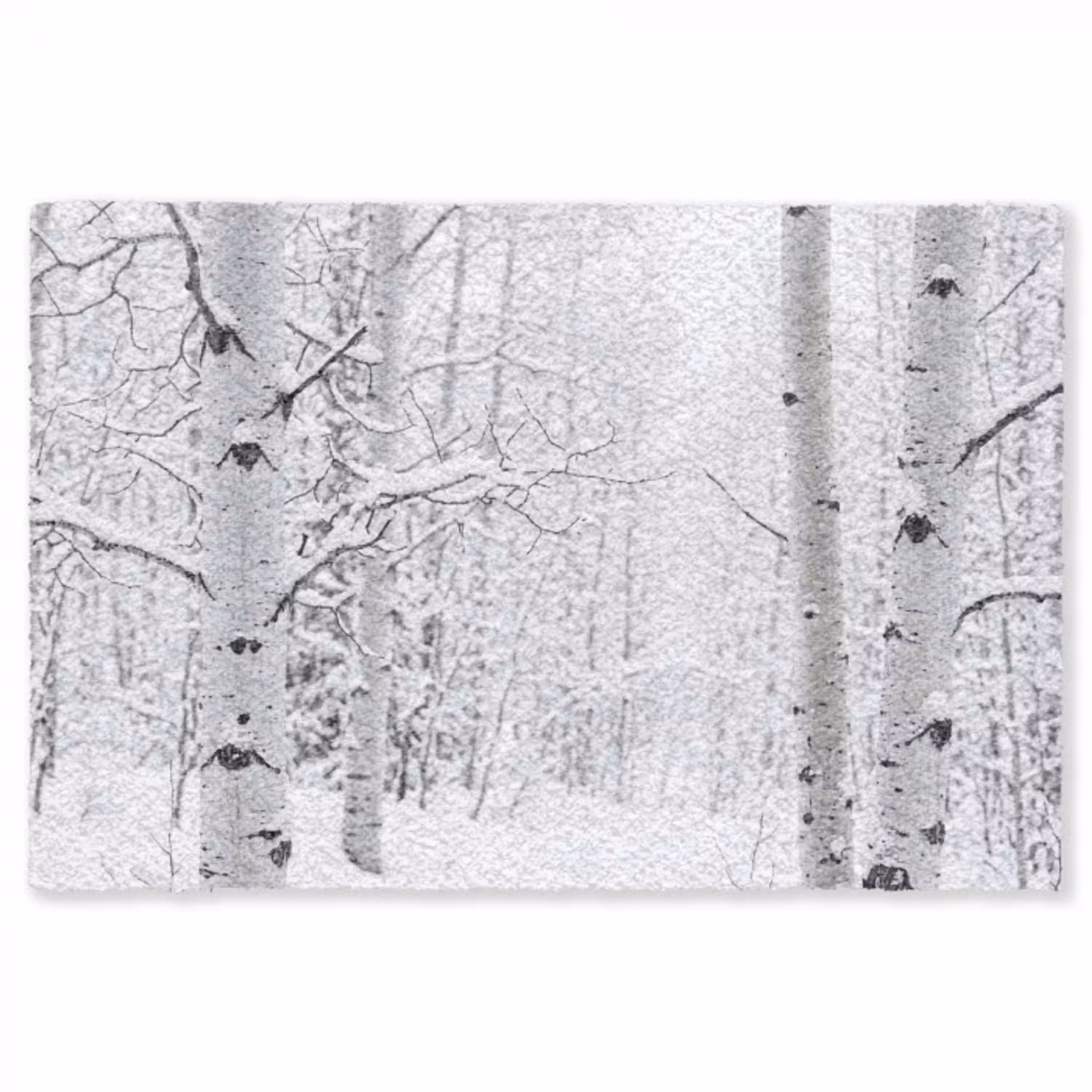 Berkenbomen - Sneeuw - Winter - Bos - Wit Vloerkleed Rechthoek klein -3d