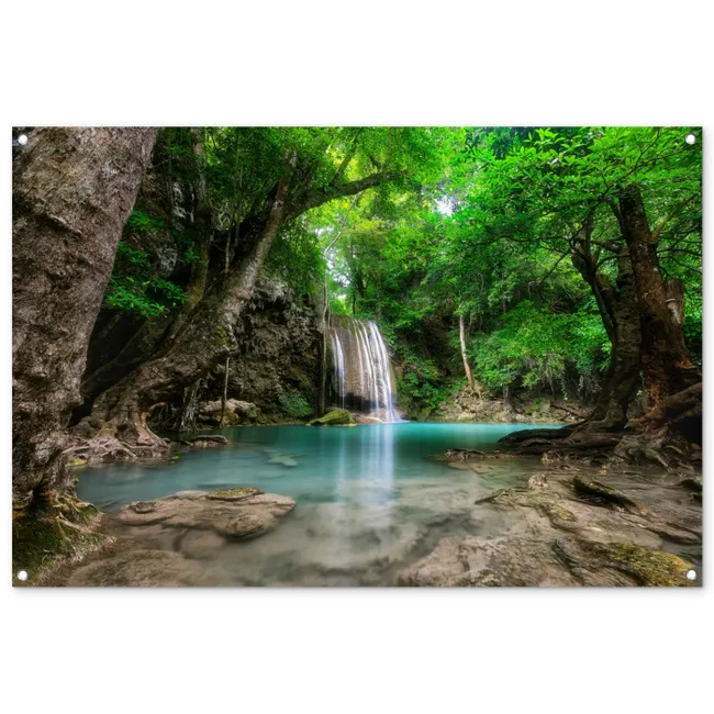 Tuinposter - Jungle - Waterval - Planten - Water - Natuur