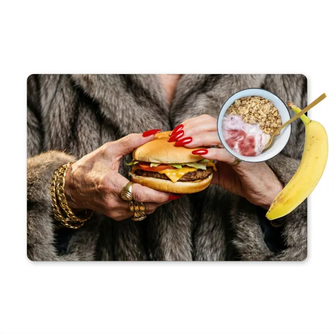 Placemat - 6 stuks - Vrouw - Hamburger - Bontjas