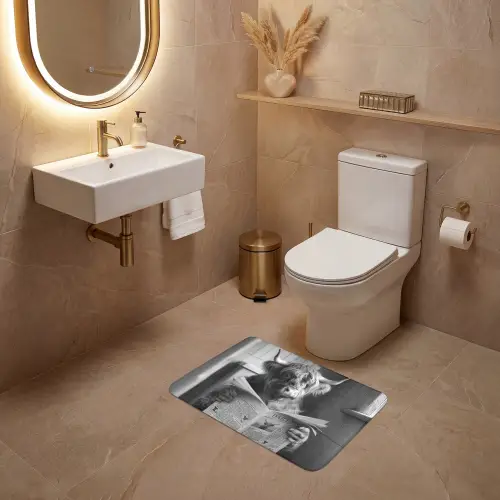 Schotse hooglander - Koe - Krant - WC - Zwart wit WCmat klein -sfeer3