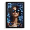 Vrouw - Blauw - Bloemen - Vlinders - Natuur fotolijst zwart zonder passe partout klein -3d
