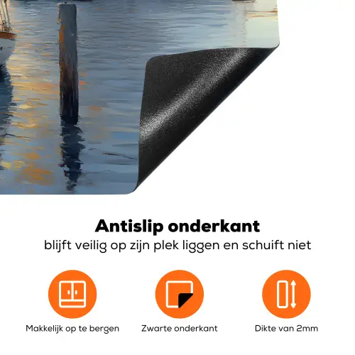 Zeilboot - Zon - Pier - Hout Inductie beschermer vinyl 3mm klein -zzzzzzz-td-onderkant