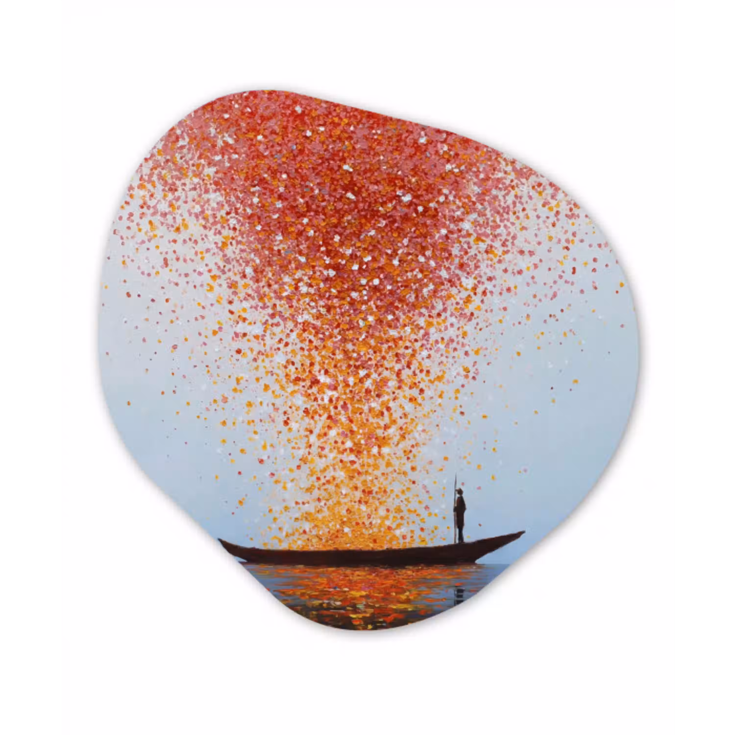 Wolk - Confetti - Boot - Wateroppervlakte Wandcirkel Organisch Forex 3mm klein -3d