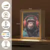 Graffiti - Chimpansee - Koptelefoon - Aap Light Box met kabel (Tafellamp) klein -USP_NL