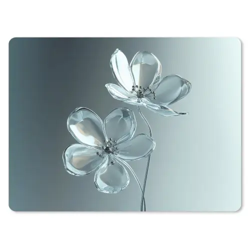 Kristal - Bloemen - Grijs muismat rubber klein -3d