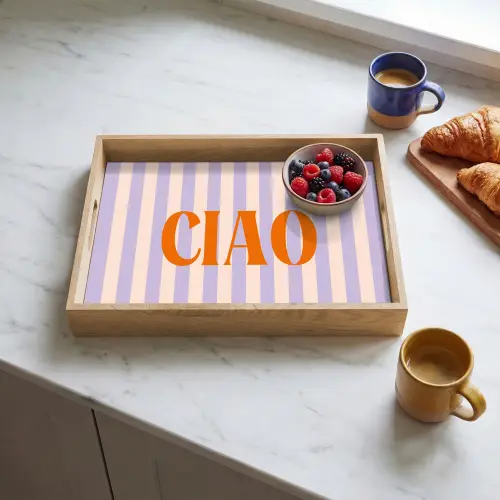 Ciao - Quote - Pastel - Strepen Dienblad Rechthoek middel -sfeer2