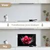 Bloemen - Roze - Water - Zwart - Botanisch - Natuur keuken achterwand spatscherm klein -voor_na_NL