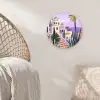 Huizen - Minimalistisch - Palmbomen - Kust Wandcirkel plexiglas klein -sfeer5