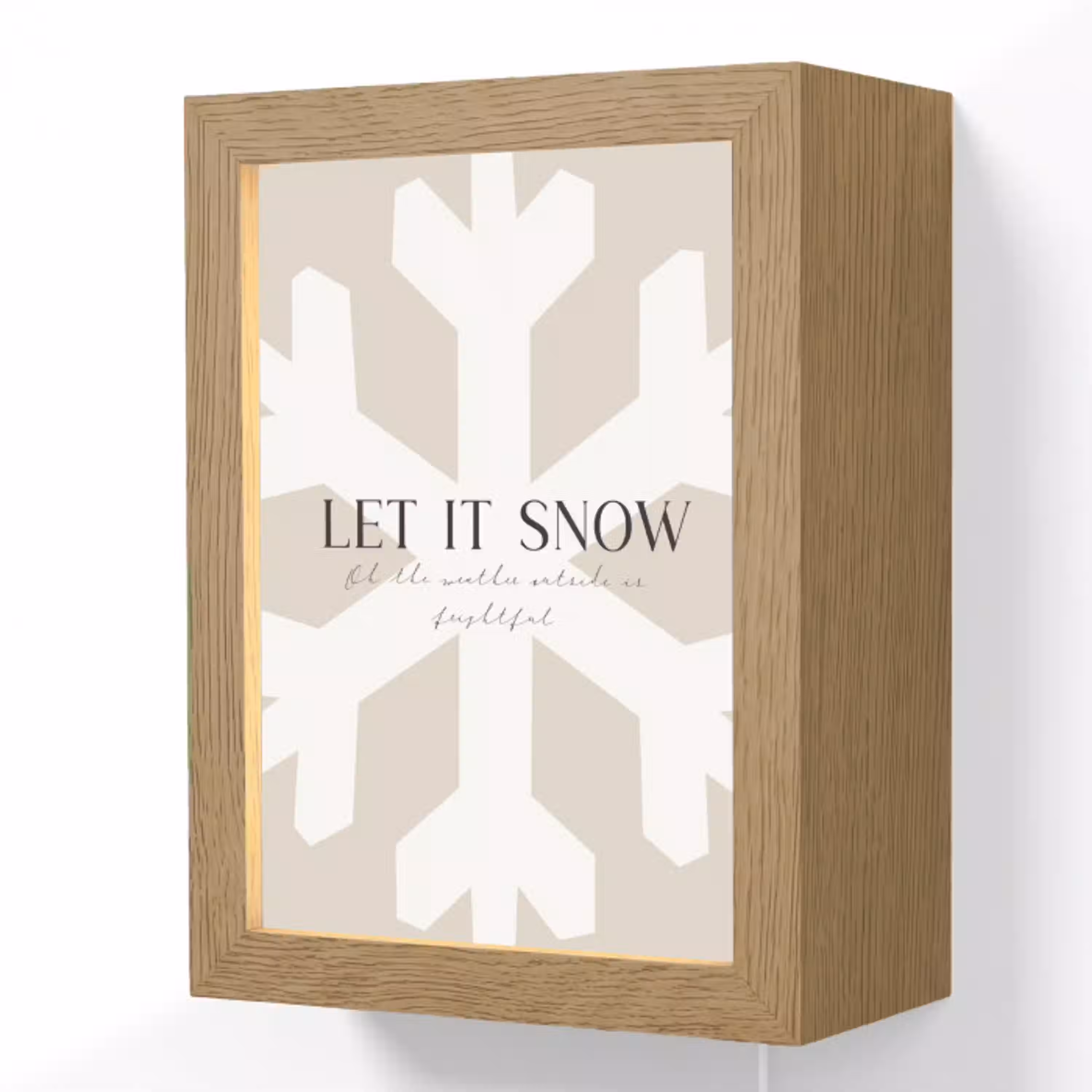 Sneeuw - Japandi - Winter - Decoratie Light Box met kabel (Wandlamp) klein -3d