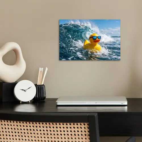Badeend - Stoer - Golven poster papier klein -sfeer1