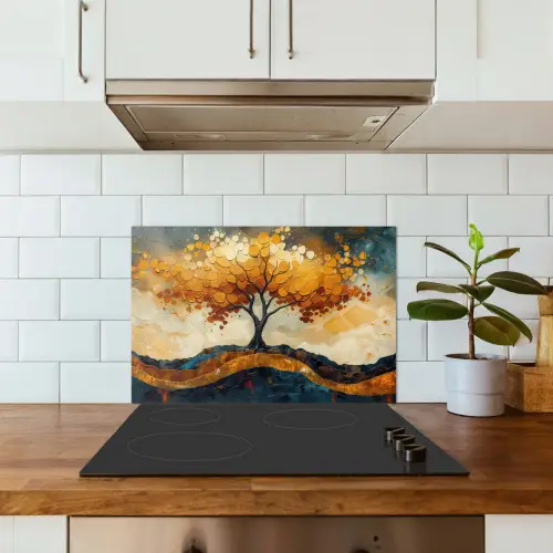 Boom - Natuur - Goud - Modern keuken achterwand spatscherm klein -sfeer2