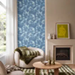 Varen - Botanisch - Patroon - Grijsblauw Behang Vinyl klein 1060 -sfeer2