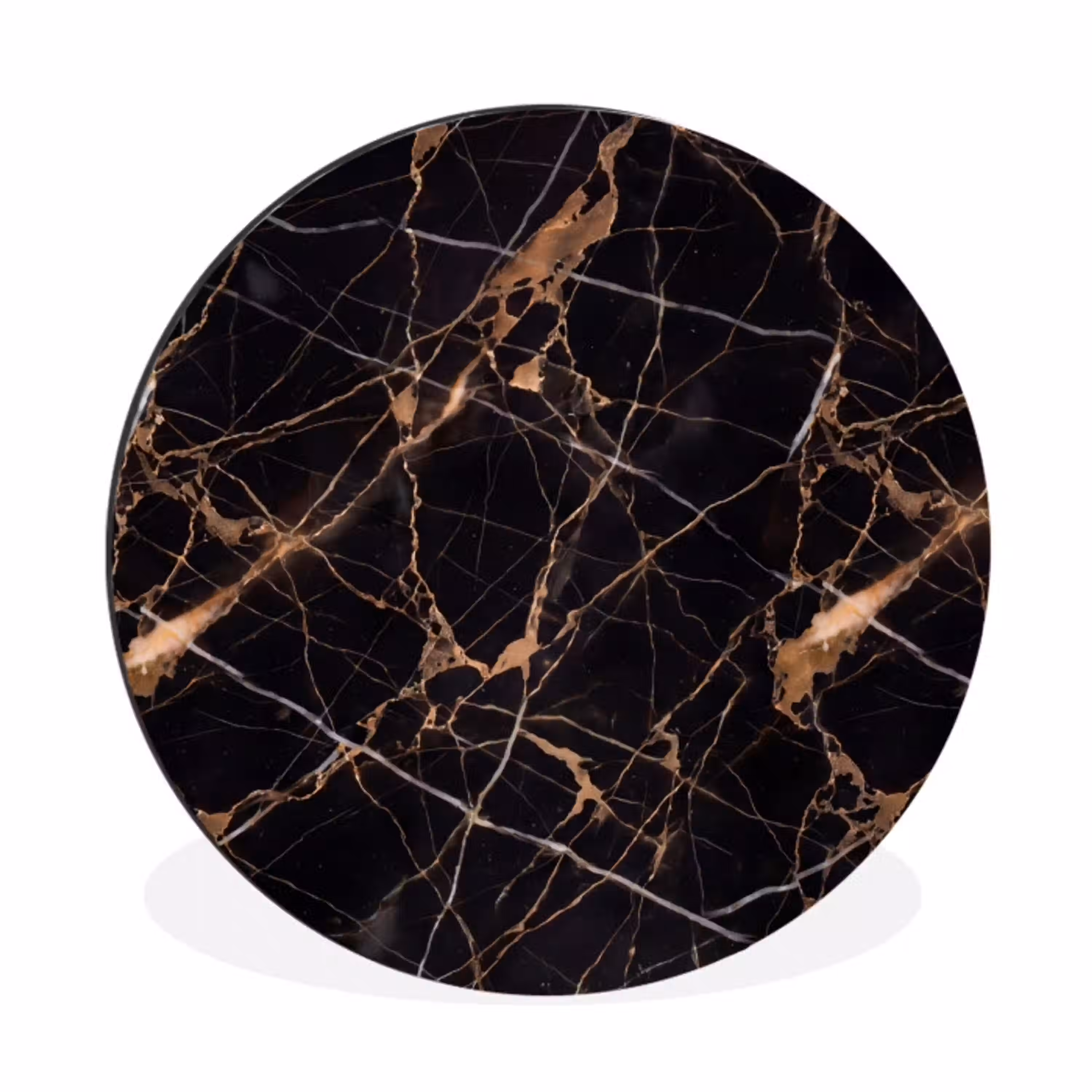 Marmer - Goud - Abstract - Zwart Wandcirkel aluminium klein -3d