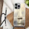 Zeilschip - Zee - Bewolkt Hoesje iPhone 16 Pro Max met koord klein -sfeer4