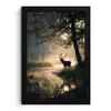 Hert - Bosbeek - Mystiek fotolijst zwart zonder passe partout klein -3d