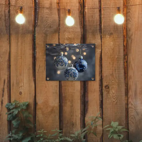 Kerstbal - Versierd - Blauw tuinposter los doek klein -sfeer1