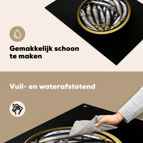 Sardines - Vissen - Rond - Zwart Inductie beschemer met haakjes klein -ky-schoon-nl