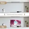 Zee - Roze - Bloemen - Poort keuken achterwand spatscherm klein -voor_na_NL
