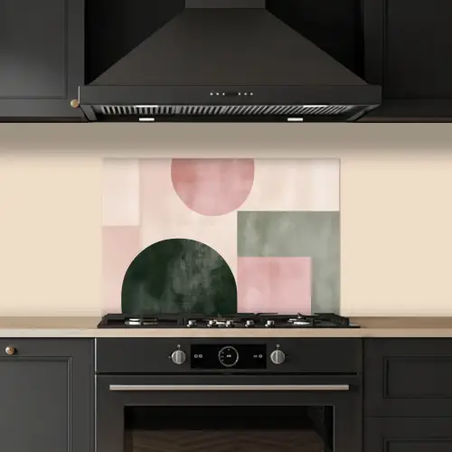 Vormen - Abstract - Cirkel - Zwart keuken achterwand spatscherm klein -sfeer1