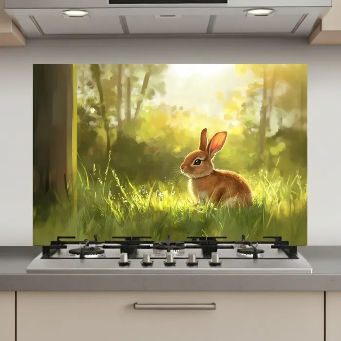 Konijn - Zonlicht - Bos keuken achterwand spatscherm klein -3d_website