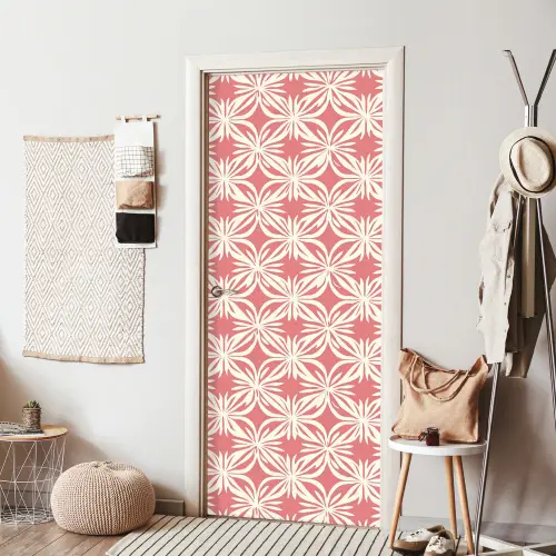 Roze - Bloemenmotief - Wit - Modern deurposter klein 289 -sfeer6