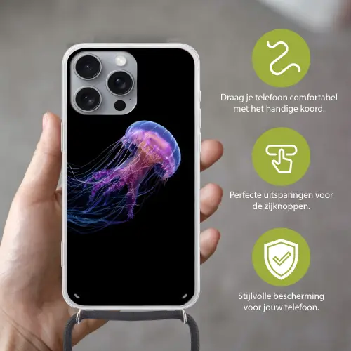Kwal - Doorzichtig - Roze - Tentakels Hoesje iPhone 16 Pro Max met koord klein -sfeer2_NL