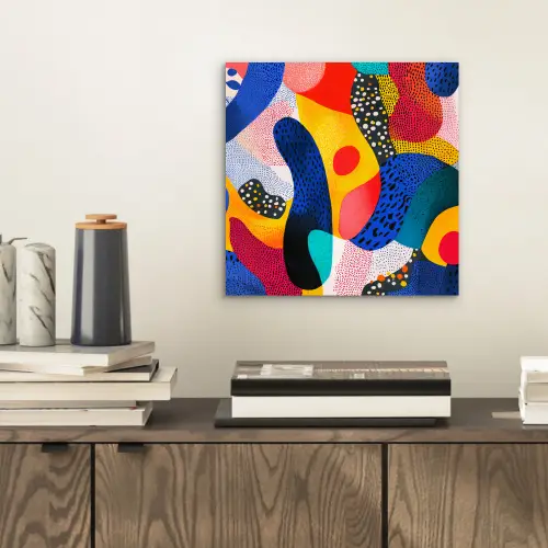 Vormen - Abstract - Stippels - Blauw aluminium wit klein -sfeer1