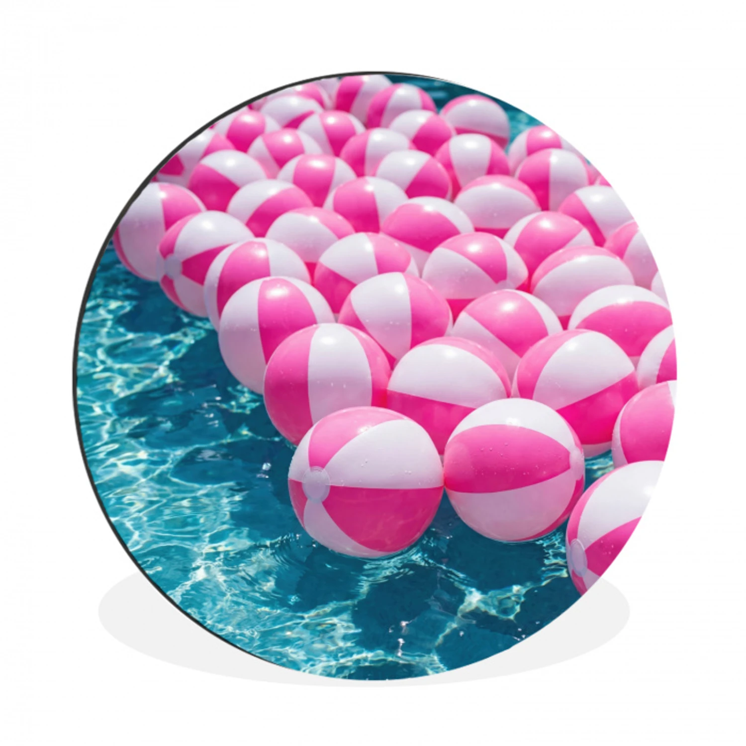 Strandballen - Roze - Water Wandcirkel aluminium klein -3d