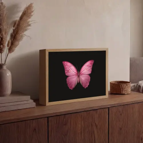 Vlinder - roze - Elegant Light Box met batterij (Wandlamp) middel -sfeer2
