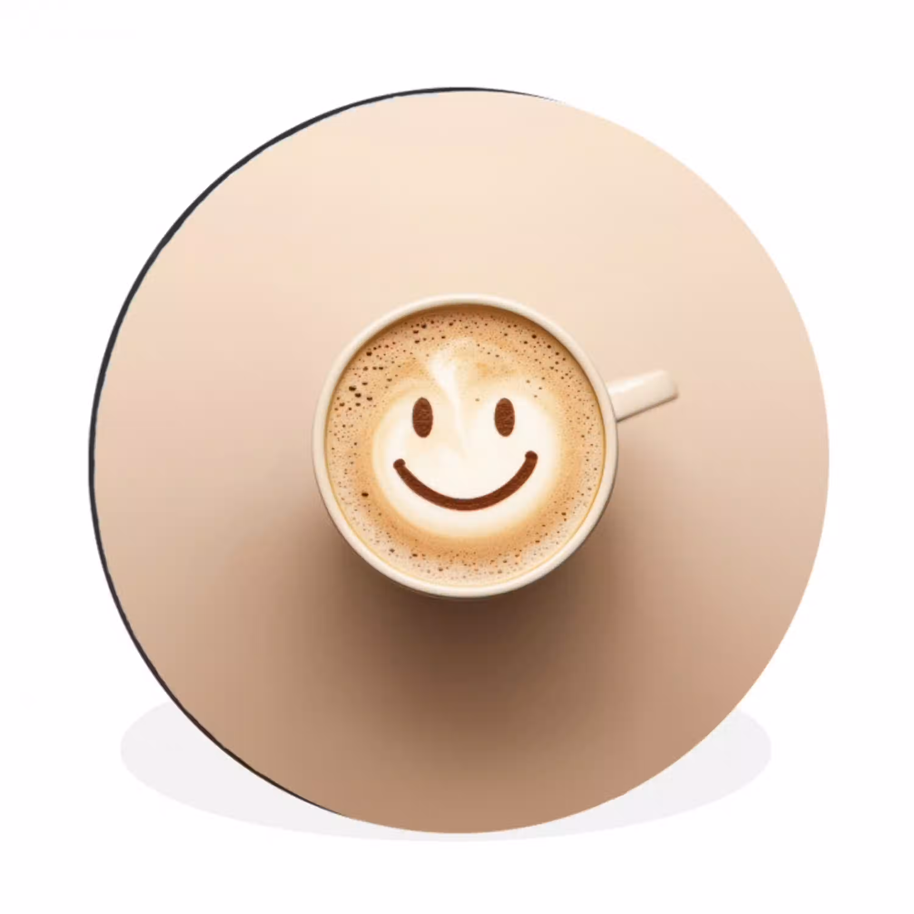 Koffie - Melkschuim - Lach - Beige Wandcirkel aluminium klein -3d