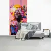 Kleurrijk - Bloemen - Vrouw - Zon fotobehang vinyl groot -slaapkamer