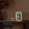 Vrouw - Bloemen - Vlinders - Blauw - Abstract Light Box met kabel (Tafellamp) klein -sfeer4