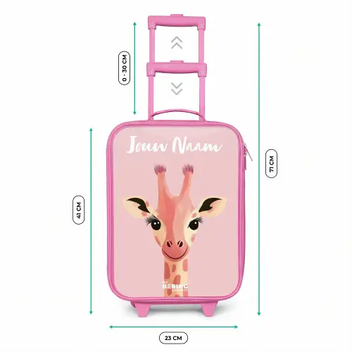 Giraffe - Wimpers - Minimalistisch - Roze Kinderkoffer - Roze klein -productfoto_formaten