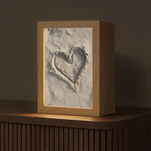 Hartvorm - Getekend - Beige - Zand Light Box met kabel (Tafellamp) klein -z3d_website