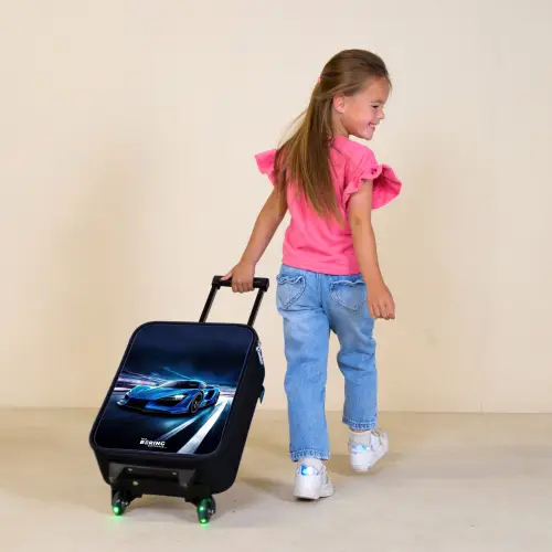 Blauwe blitz Kinderkoffer - Zwart klein -sfeer1