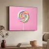 Lolly - Roze - Snoep - Zoet Textielframe zwart klein -sfeer3