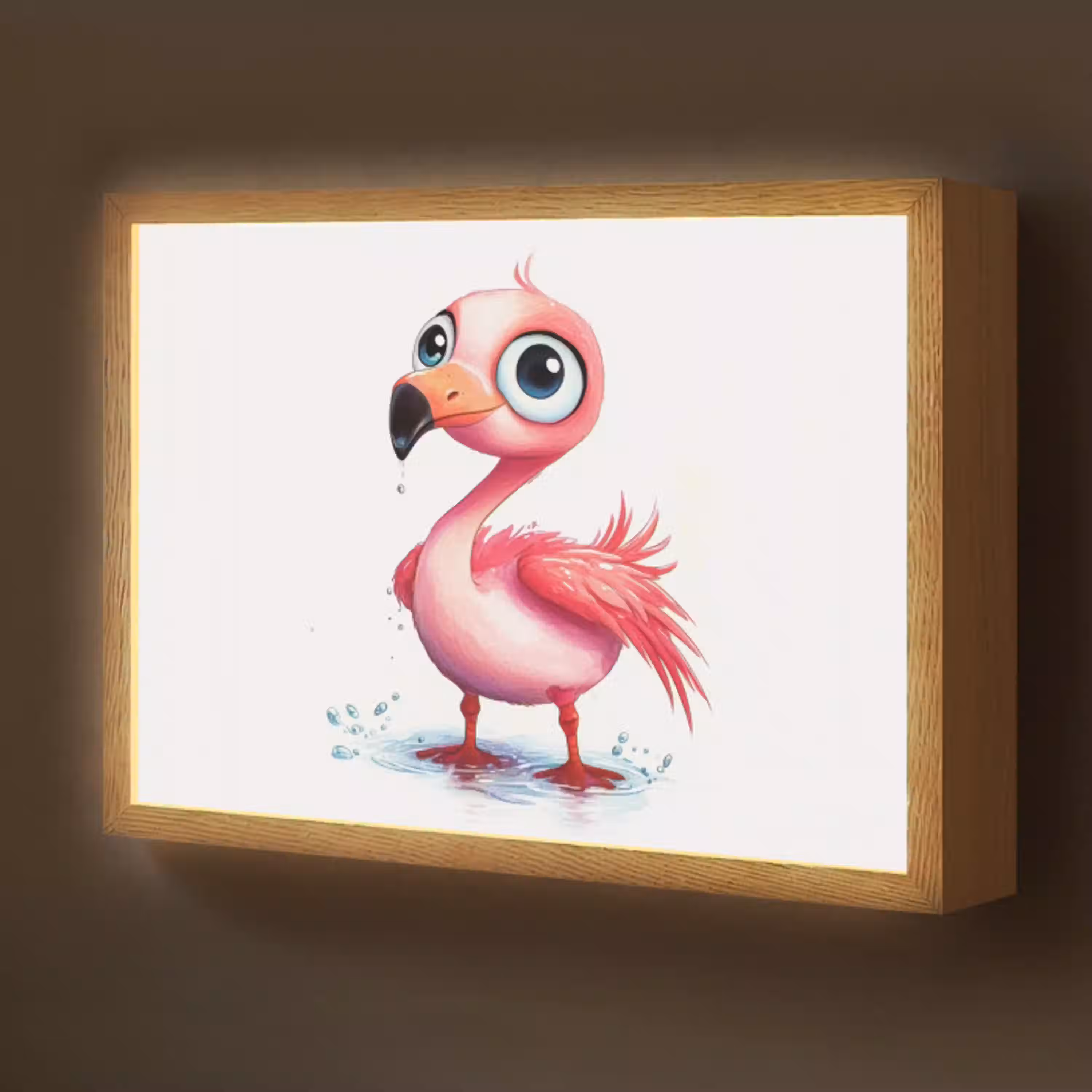 Flamingo - Roze - Water Light Box met batterij (Wandlamp kind) middel -z3d_website
