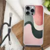 Abstract - Golven - Sierlijk - Roze Hoesje iPhone 16 Pro Max met koord klein -sfeer4