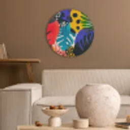 Bladeren - Vormen - Abstract - Kleurrijk Akoestische PET Vilt - Rond klein -sfeer1