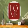 Love - Rood - Minimalistisch Wandcirkel Ovaal Glas middel -sfeer2
