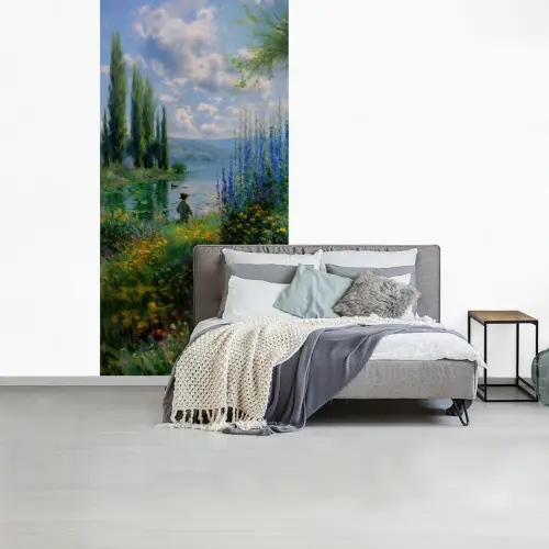 Bloemen - Meer - Bergen - Groen fotobehang vinyl groot -slaapkamer