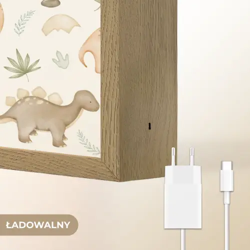 Dino - Patroon - Pastel Light Box met batterij (Wandlamp kind) middel -USP_websiteoplaadbaarNL