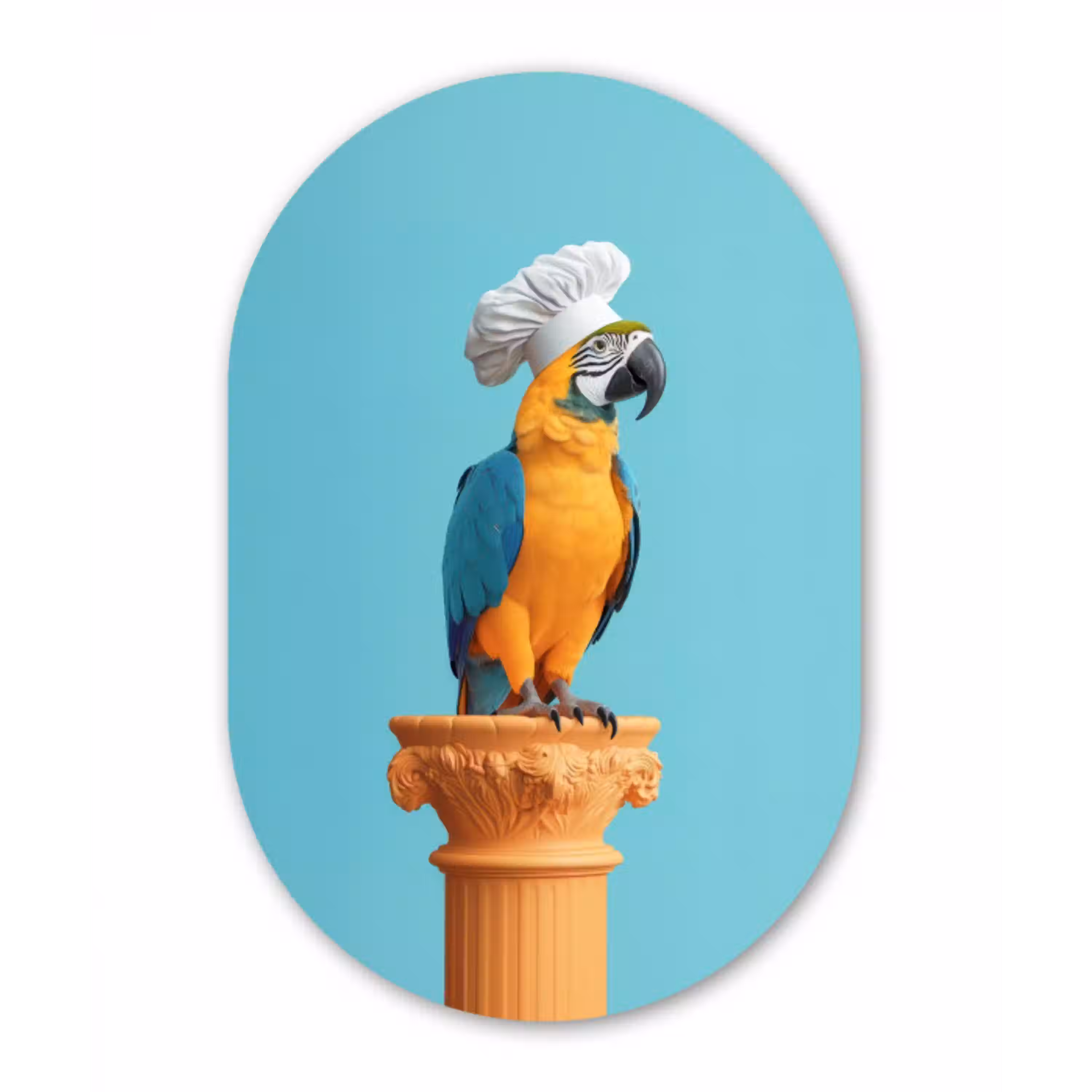 Papegaai - Koksmuts - Grappig - Vogel Wandcirkel Ovaal Forex klein -3d