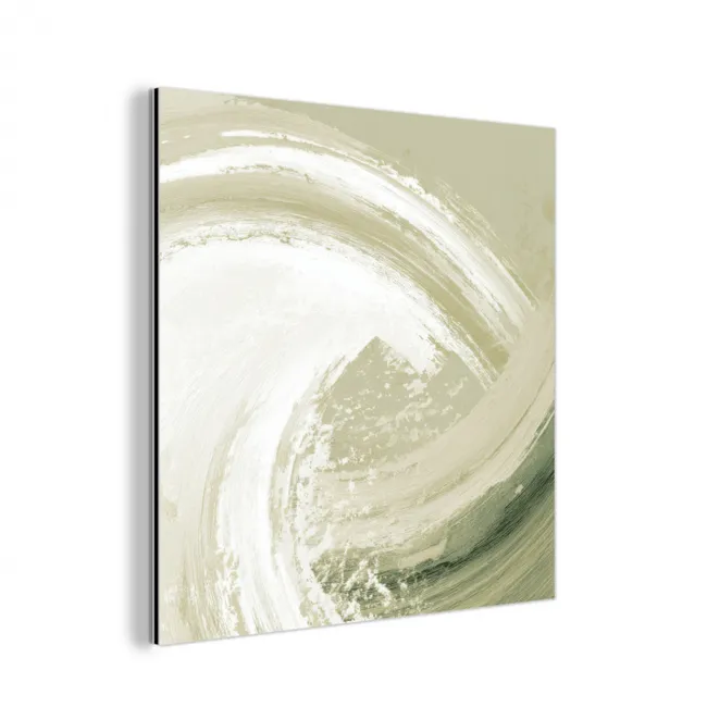 Aluminium schilderij - Abstract - Penseelstreken - Golven - Groen